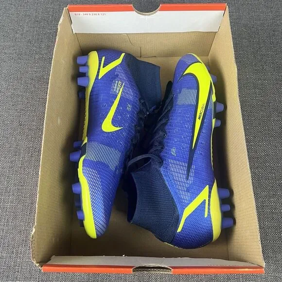 Nike Mercurial Superfly 8 Elite AG Blue Green Soccer Cleats Mens 11.5 CV0956 575